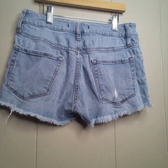 Bullhead Shorts 5 Denim Distressed Raw Hem Blue - Picture 4 of 12